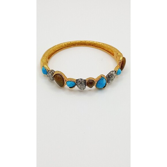 Alexis Bittar Elements Cholulian Turquoise, Labradorite & Crystal Cluster Bangle - Picture 6 of 13